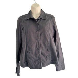 Eileen Fisher Woman's Sz XS Light Black Organic Cotton Button Up Jacket